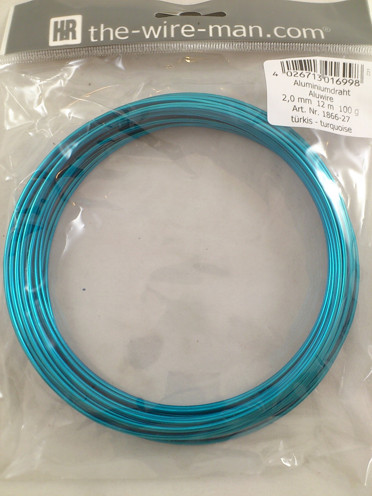 Aluminium wire turquoise 2mmx12m